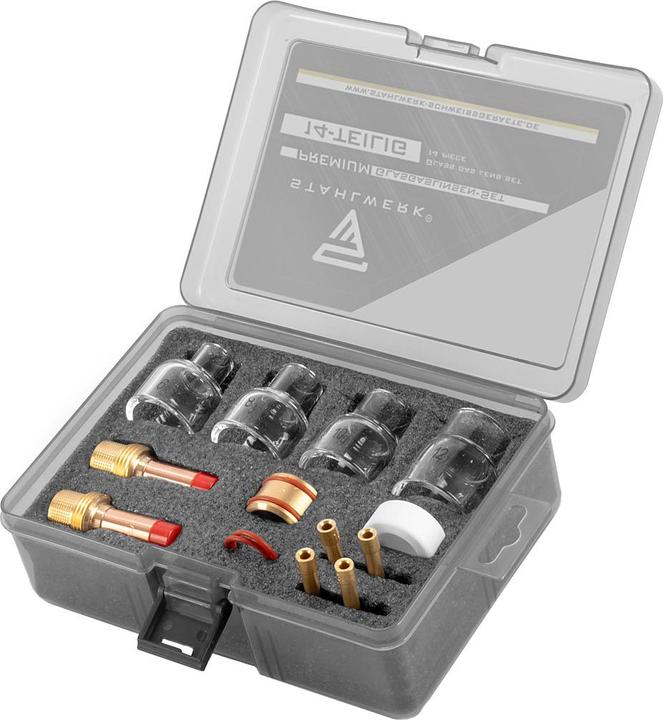 Produktbild Stahlwerk Glas Gaslinsen Set 14tlg WIG Schweisszubehör für WP SR 17 18 26
