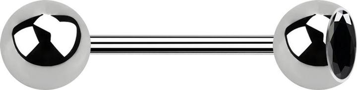 Produktbild Star Piercing Micro Barbell silber mit Kugel und Kugel Kristall schwarz (ohne Messing, Titan G23)