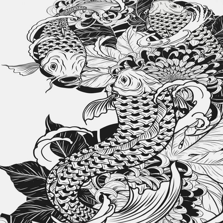 Actual product image Titanwolf Gaming mouse pad, 900 x 400mm XXL speed gaming mouse mat, mouse pad extra large surface, Koi Tattoo (XXL)