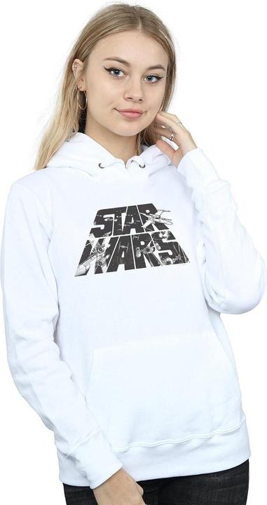 Immagine prodotto Star Wars Logo Space Sketch Felpa con Cappuccio Donna (L)