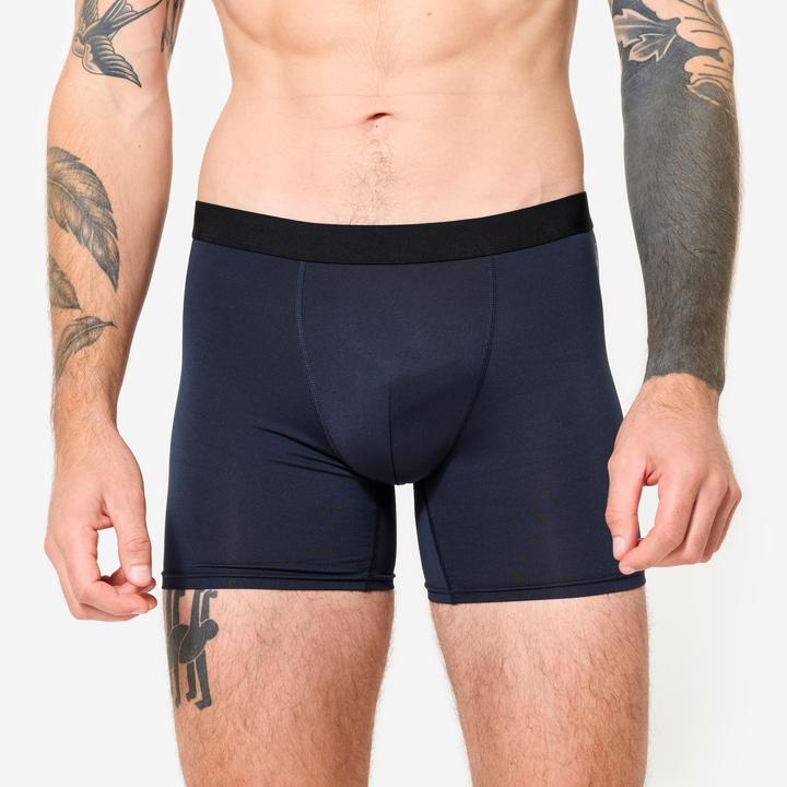 Image du produit Decathlon Lot de 3 boxers respirants en microfibre Homme, noir/bleu/rouge (XL)