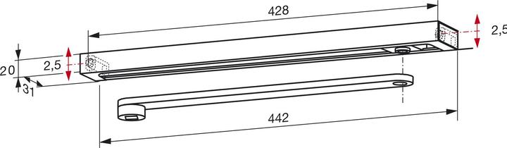 Actual product image Dormakaba Slide rail with lever G-N Contur Design (Room door, Entrance door, Wooden door, French window, Indoor)