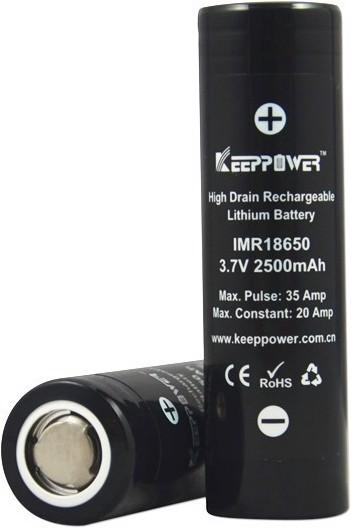 Actual product image Keeppower Battery IMR18650 high current cell (1 pcs., 18650, 2500 mAh)