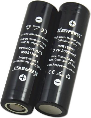 Actual product image Keeppower Battery IMR18650 high current cell (1 pcs., 18650, 2500 mAh)
