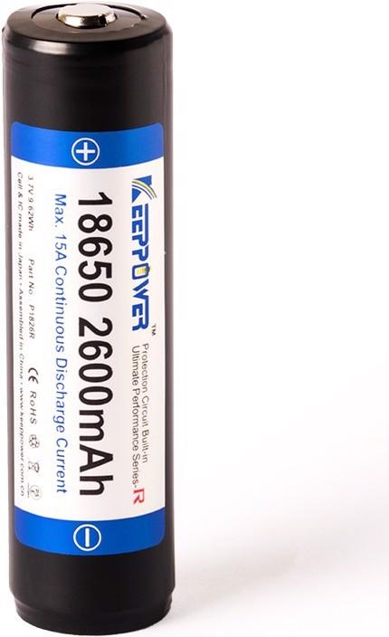 Immagine prodotto Keeppower Batteria R 18650 protetta (polo positivo sollevato) (1 pz., 18650, 2600 mAh)