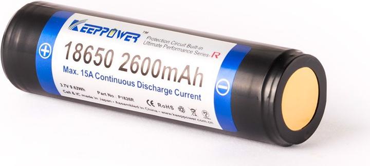 Immagine prodotto Keeppower Batteria R 18650 protetta (polo positivo sollevato) (1 pz., 18650, 2600 mAh)
