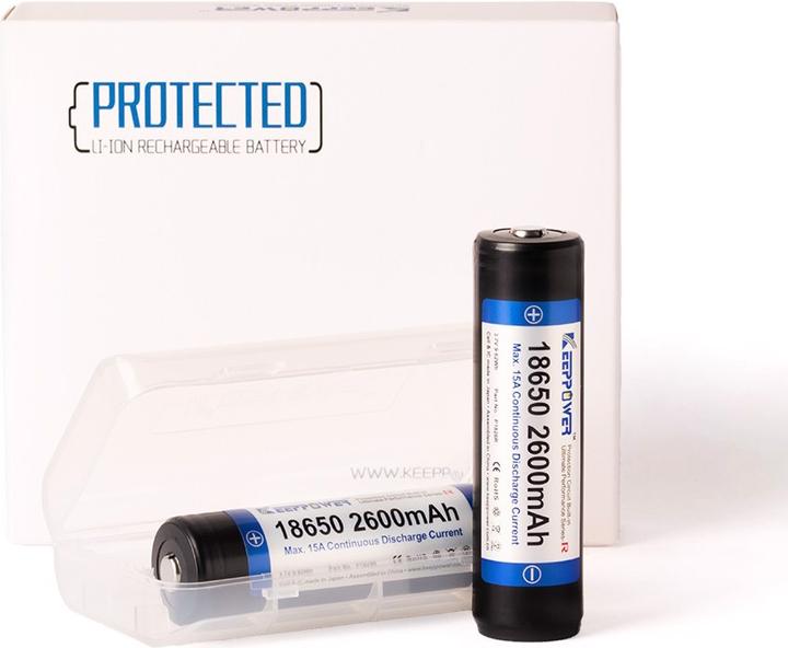 Immagine prodotto Keeppower Batteria R 18650 protetta (polo positivo sollevato) (1 pz., 18650, 2600 mAh)