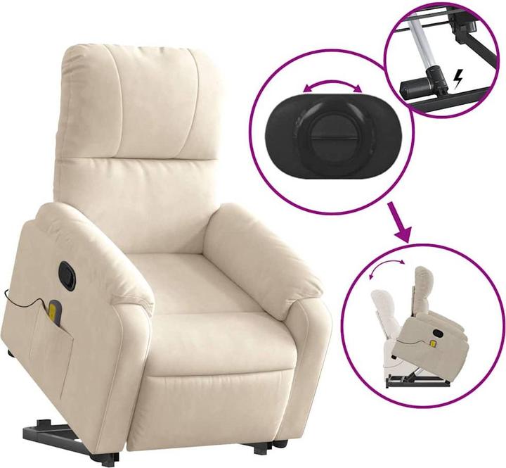 Image du produit VidaXL Fauteuil de massage avec fonction releveur Fauteuil de télévision beige microfibre