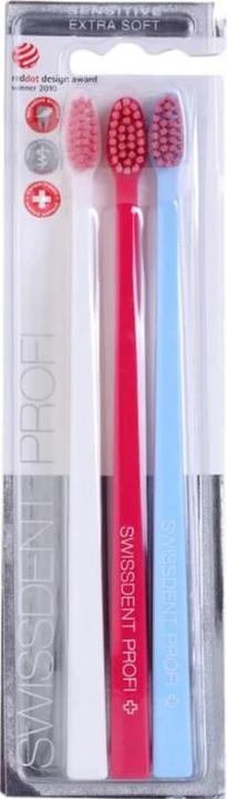 Swissdent PROFI Gentle Zahnbürsten-Trio Extra-Soft Weiss/Rot/Blau (1 Stk) (Extra weich, 3 x)