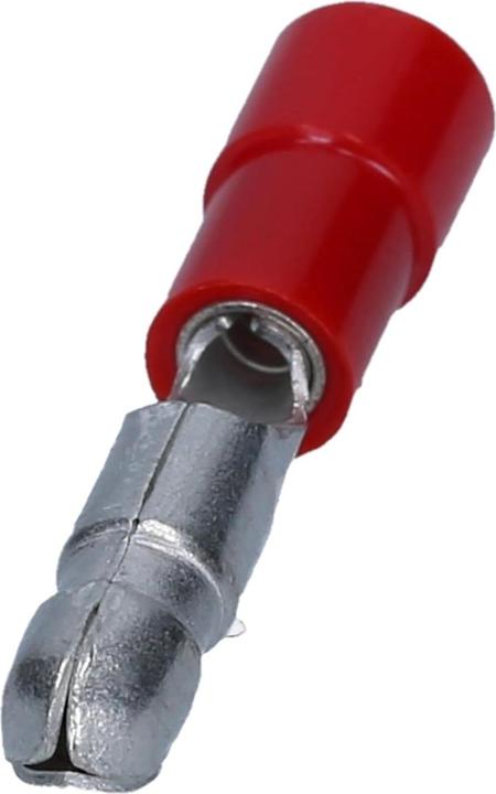 Produktbild Kalitec 100 Stück RSR4 Rundstecker Stift rot 0,5mm - 1,5mm² I teilisoliert I 4mm Durchmesser I 23mm