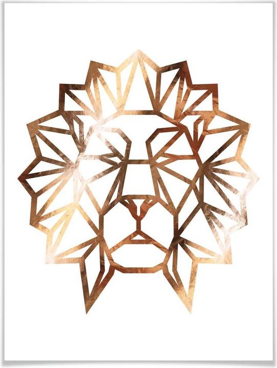 Immagine prodotto Trenddeko Testa di leone origami - aspetto in rame (80 x 100 cm)