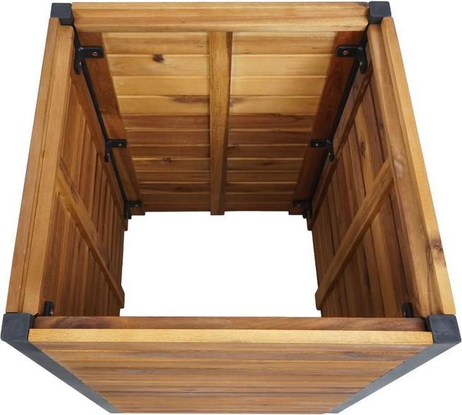 Produktbild Mendler Pflanzkasten HWC-L23, Outdoor Akazie Aluminium, 60x42x42cm braun