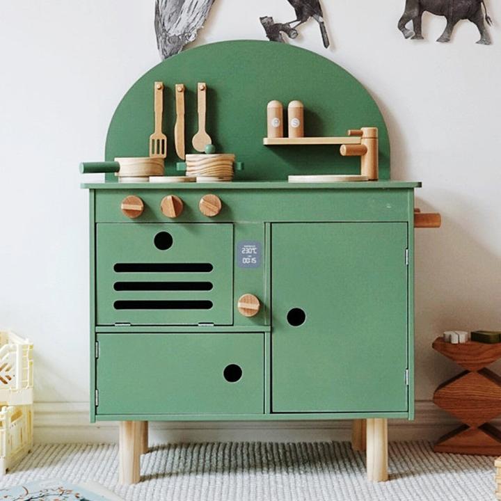 Actual product image Nelaroom Retro wooden kitchen with accessories