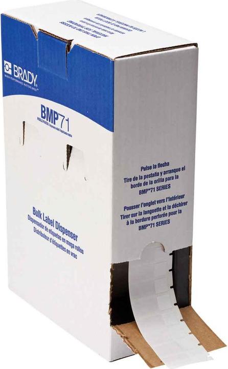 Produktbild Brady BM71-29-427, matt weiss/transp. Vinyl, selbstlaminierend, 12,7 x 12,7(38,1)mm, für Kabeldurch