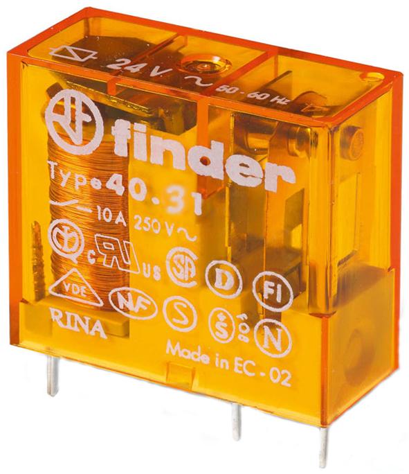 Actual product image Finder SPDT miniature PCB relay,10A 24Vac coil