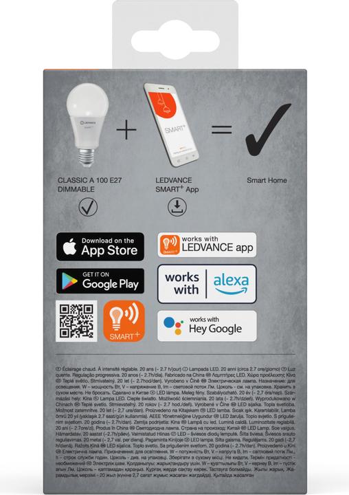 Actual product image Ledvance Smart+ Wifi Classic (E27, 14 W, 1521 lm, 1 x, F)