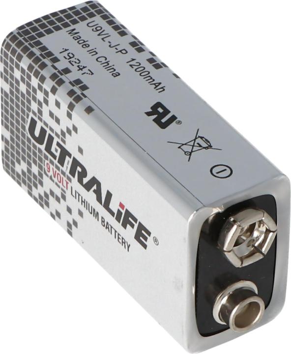 Actual product image Ultralife Lithium battery 9 Volt, E-Block, U9VL, U9VL-J, U9VL-J-P (1 pcs., 1200 mAh)
