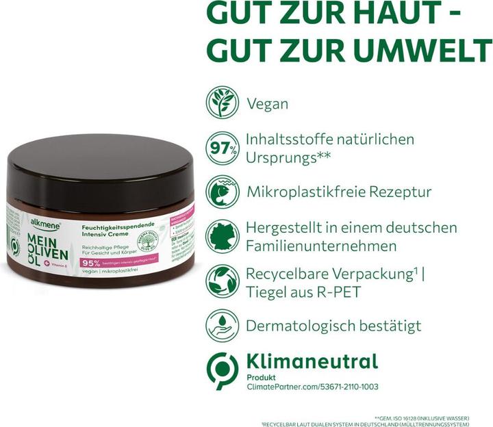 Produktbild Alkmene MEIN OLIVENÖL, Feuchtigkeitsspendende Intensiv Creme (Körpercreme, 200 ml)