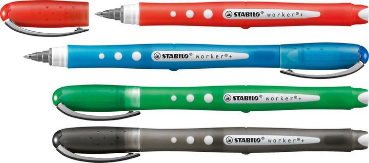 Produktbild STABILO worker+ colorful Tintenroller (Rot, Schwarz, Grün, Blau, 4 x)