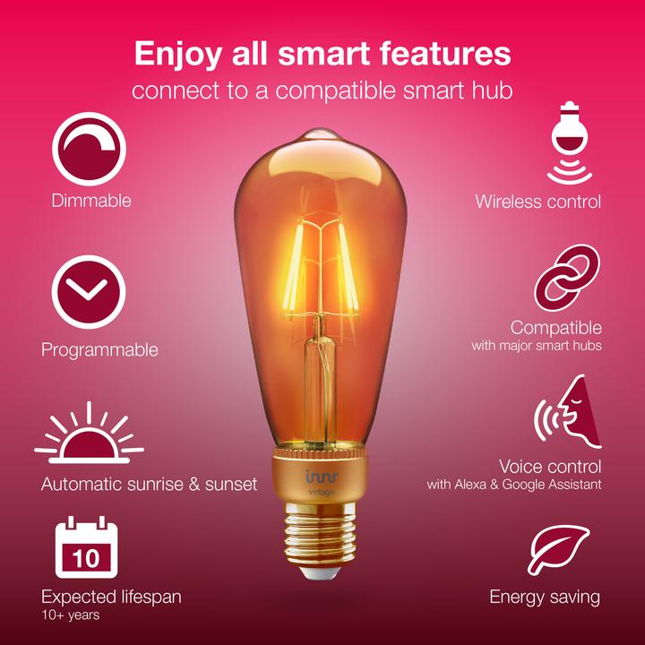 Actual product image Innr Smart Bulb filament vintage (E27, 4.20 W, 390 lm, 2 x, F)