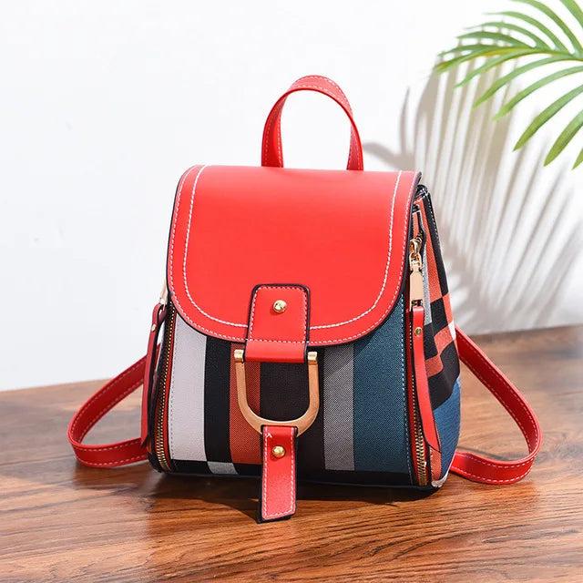Produktbild Only-Bags.Store Spleissen Rucksack PU-Leder kariert Rucksack Multifunktions-Knapsack Teenager Schultasche Freizeit