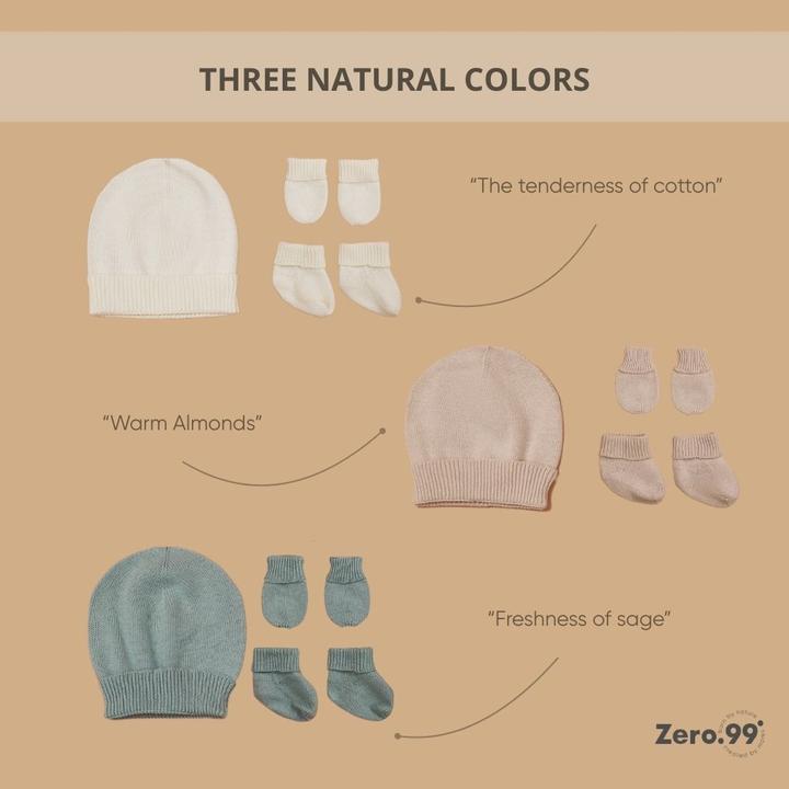 Actual product image Zero.99 Baby Set 3-in-1 Knitted: Hat, Mittens & Booties (50, 56, 62)