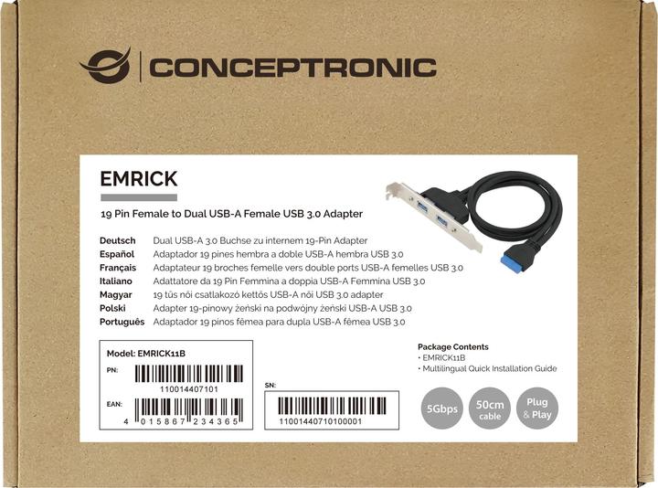 Image du produit Conceptronic Carte PCI Express 19 Pin Dual USB-A Ports sw