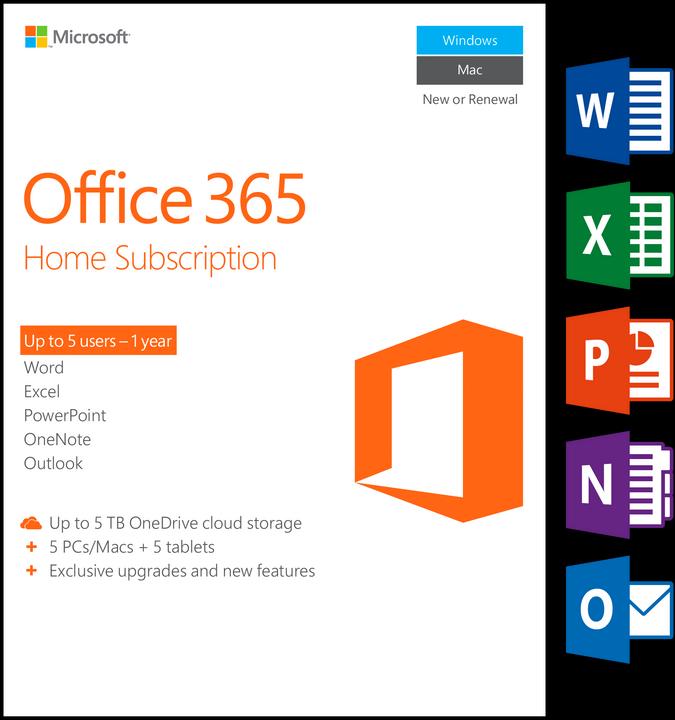Image du produit Microsoft Office 365 Home English (1 Utilisateur, 12 mois)