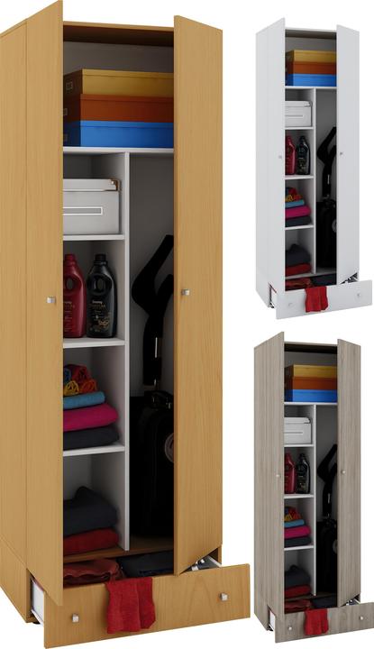 Image du produit VCM Armoire à balais en bois Série Vandol avec portes battantes (70 x 40 cm)