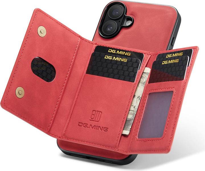 Immagine prodotto Dg.Ming iPhone 13 - Etui, Leder-Optik, Kartenfach & Magnetverschluss, Rot (Apple iPhone 13)