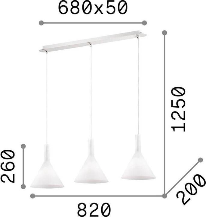 Produktbild Ideal lux COCKTAIL Pendelleuchte E14 3-fach ⌀200mm dimmbar Weiss 074245 (E14)
