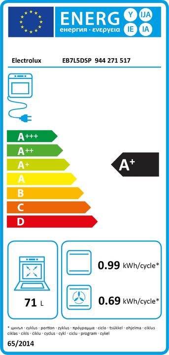 Label énergétique Electrolux EB7L5DSP