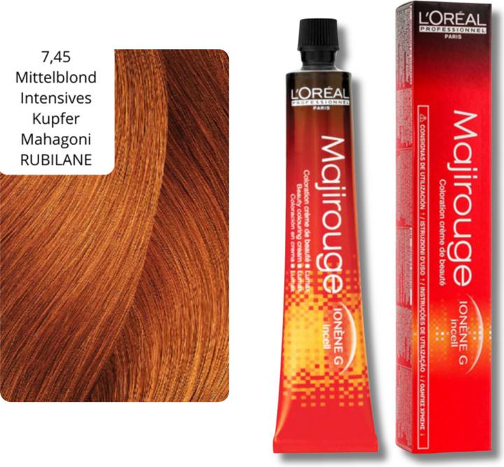 Image du produit L'Oréal Professionnel Majirouge Rubilane (7,45 blonde moyenne blonde intense cuivre acajou cuivré acajou)
