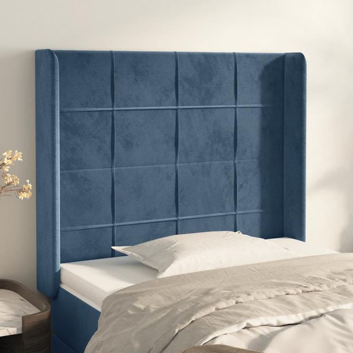 Produktbild VidaXL Kopfteil mit Ohren Dunkelblau 203x16x118/128 cm Samt,Farbe (203 x 16 x 128 cm)