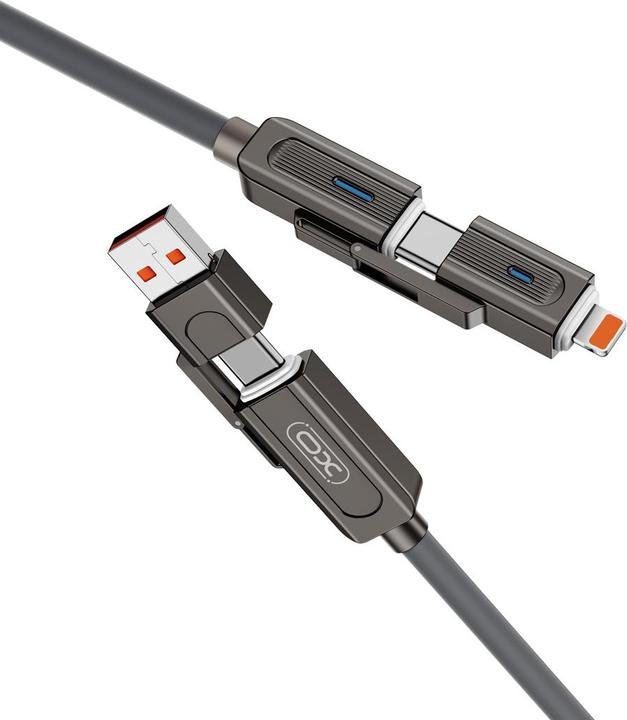 Image du produit xO cabel NB275 4w1 USB-C - Lightning + USB + USB-C 60W 1,0m szary (1 m)