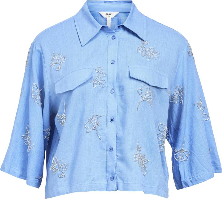 Object Stickerei Crop-Bluse