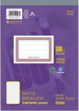 Actual product image Ursus Notepad Green Paper size: DIN A5 Ruling style: squared (A5, Checked, Hardcover)
