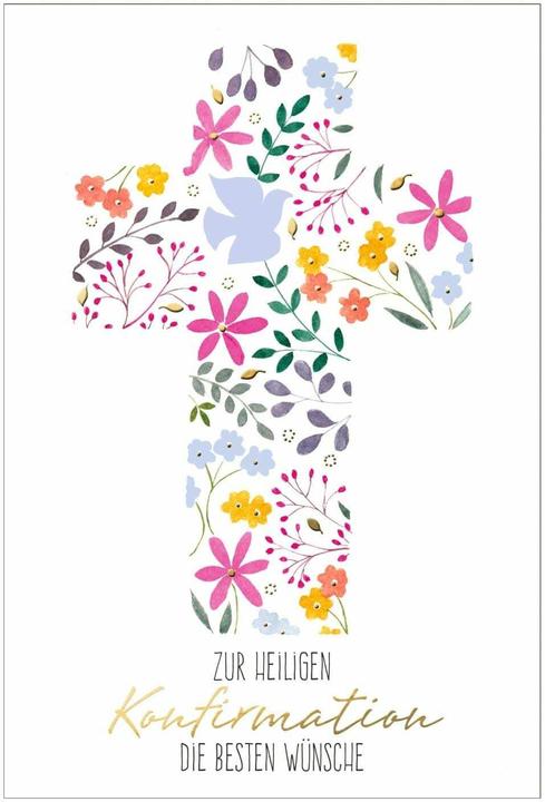 Immagine prodotto Susy Card Biglietto d'auguri Cresima 11,5 x 17 cm, Croce di fiori (1 pz.)