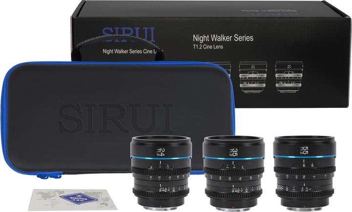 Actual product image Sirui MS-3SMB Night Walker 24+35+55mm T1.2 S35 Cine Lens Set with Transport Case (MFT-Mount, Black) (Micro Four Thirds, APS-C / DX)