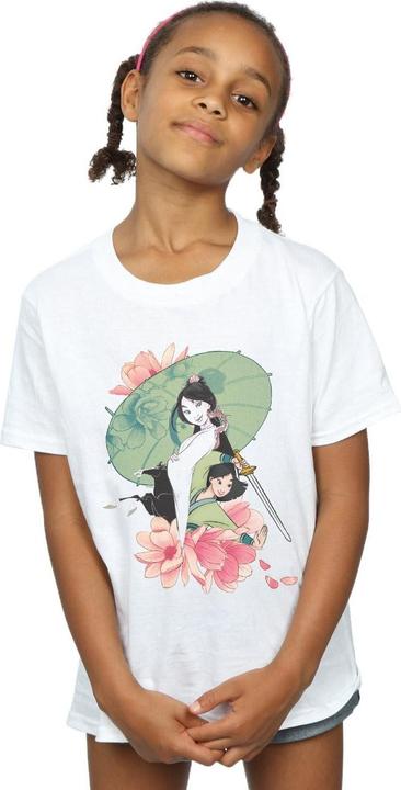 Actual product image Disney Girls Mulan Magnolia Collage Cotton T-Shirt (140, 146)