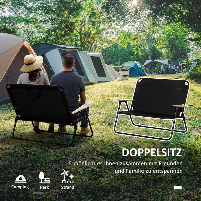Actual product image Swisshandel24 Campingstuhl 2-Sitzer klappbar tragbar Gartenstuhl Regiestuhl bis 160 kg Schwarz