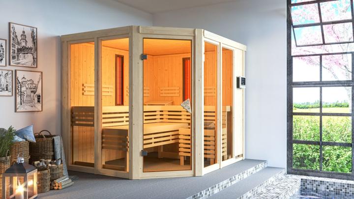 Actual product image Karibu Infrared cabin Ava corner entry (9 KW external control)