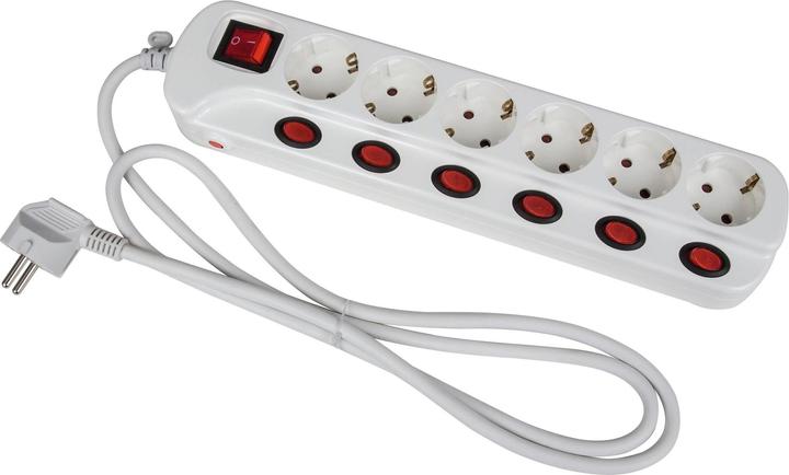 Actual product image Heitronic 45190 Multiple socket outlet with switch 3gang white protective contact 1 pc. (3 x, 3-pole, 1.50 m)