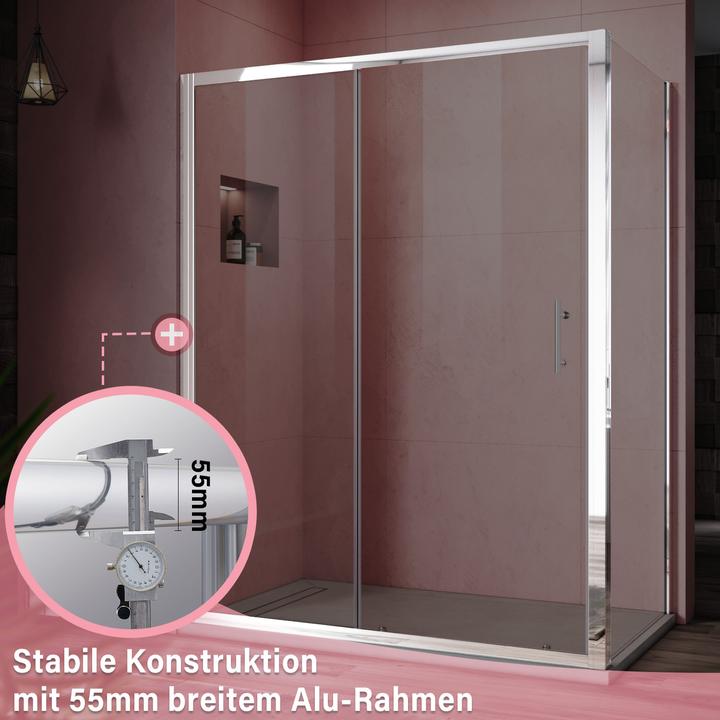 Immagine prodotto SONNI 140x80cm cabina doccia porta scorrevole cabina doccia cabina doccia (140 cm, 170 cm, 185 cm)
