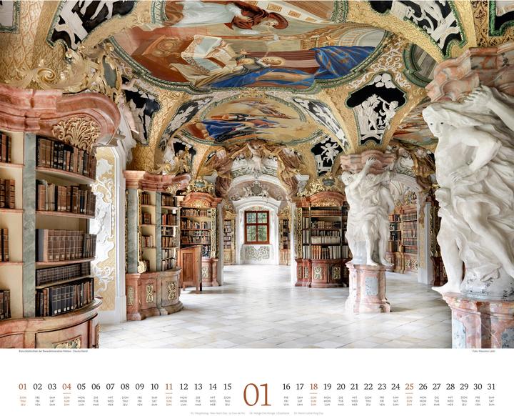 Actual product image Welt der Bücher - Bibliotheken-Kalender 2026 (54 x 48 cm, Hardcover, English, French, German)