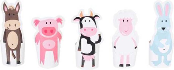 Actual product image Pukaca Paper finger puppet set. 8 farm animals (8 x)