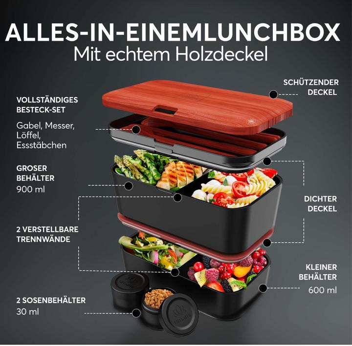 Actual product image Umami Bento Box Nestable L Rosewood Black