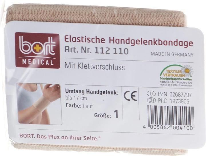 Produktbild Bort Medical Handgelenkbandage Velcro 8cm Gr1 -17cm hautf (1)
