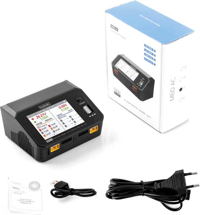 Immagine prodotto Toolkitrc M6DAC Caricabatterie LiPo 1-6S 15A a 2 canali AC/DC