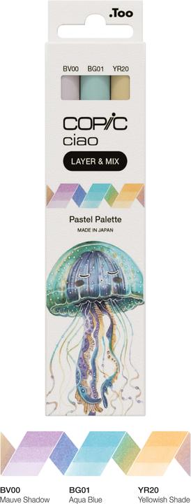 Produktbild Copic CIAO - Marker (BV-00 Mauve Shadow, BG-01 Aqua Blue, YR-20 Yellowish Shade, 6 mm, 3 x)